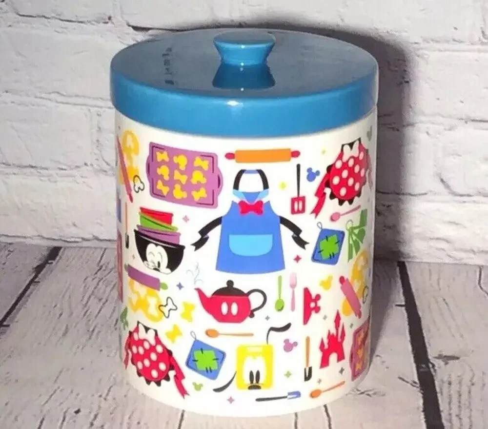 Disney Parks Cookie Jar/Canister Mickey And Friends Kitchen Collection Rare Blue